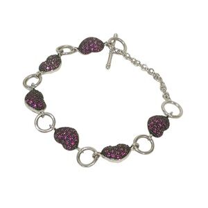 Kay jewelers Sterling silver Pink Lab‎ Created Sapphire Heart Tennis Bracelet